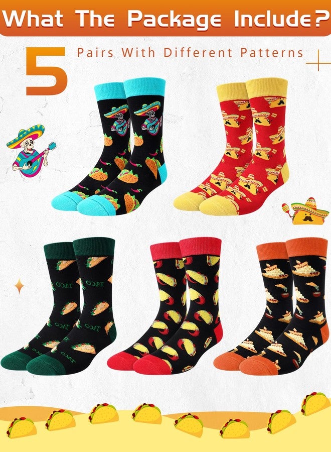 Halfchet 5 Pairs Mexican Taco Socks for Men Women Novelty Cinco De Mayo Taco Socks for Cinco De Mayo Gifts Food Lovers Mexican Fiesta Day Party Favors - Image 2